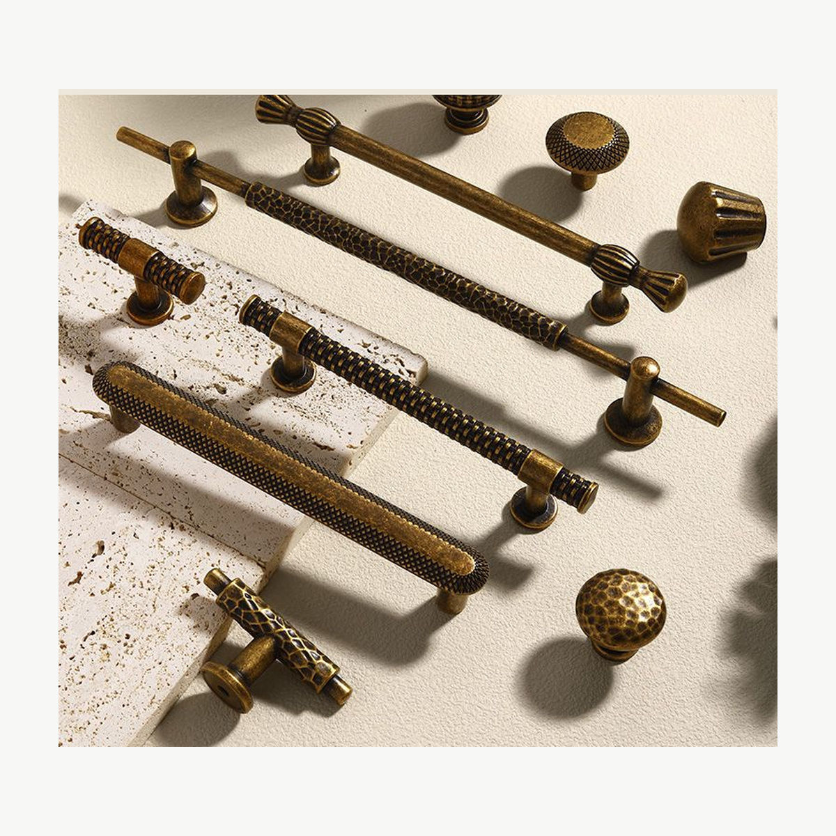 Antique Bronze Hammered Pull - Zinc Alloy Pulls