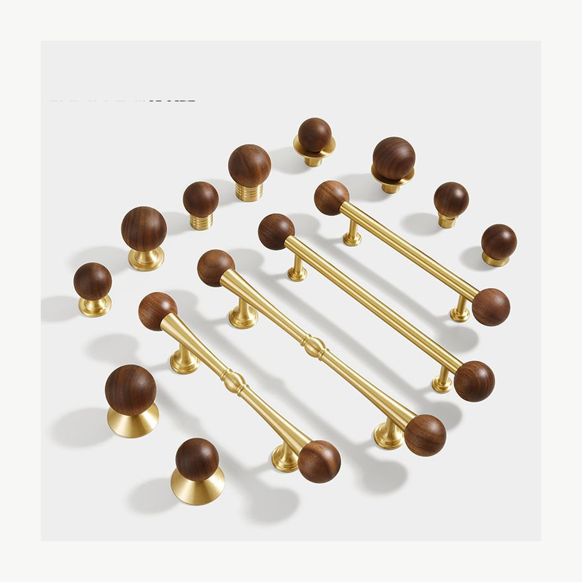 Walnut & Brass Ball Pull - Solid Brass & Copper Pulls