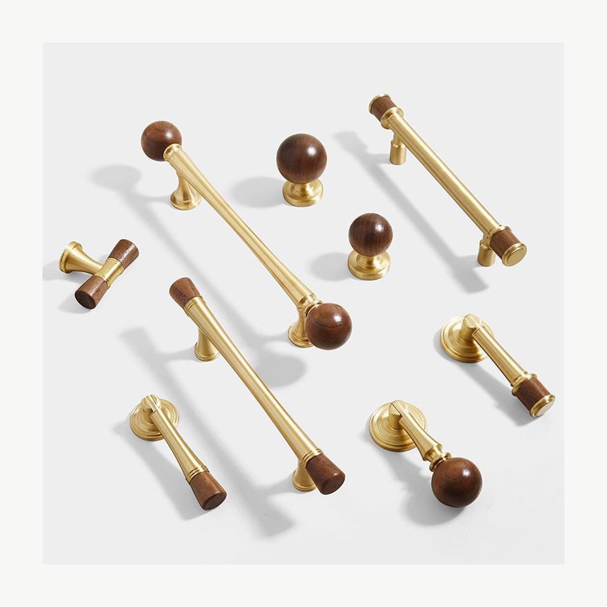 Walnut & Brass Long Pull - Solid Brass & Copper Pulls
