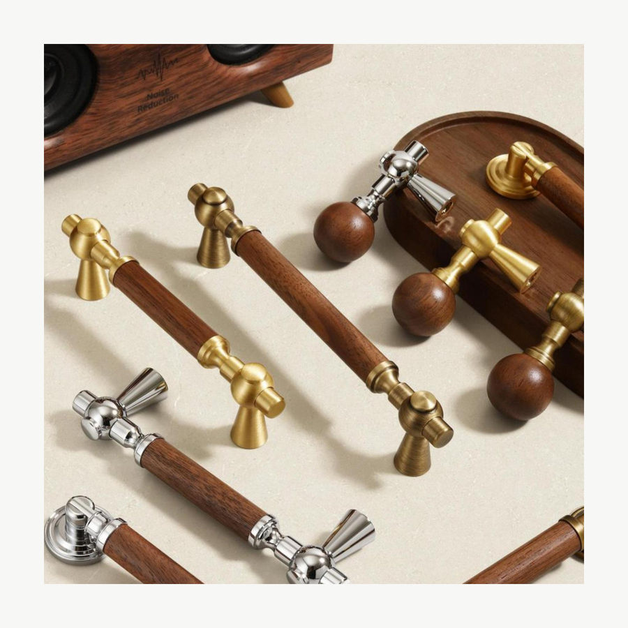 Two-Tone Brass Pull - Solid Brass & Copper Pulls