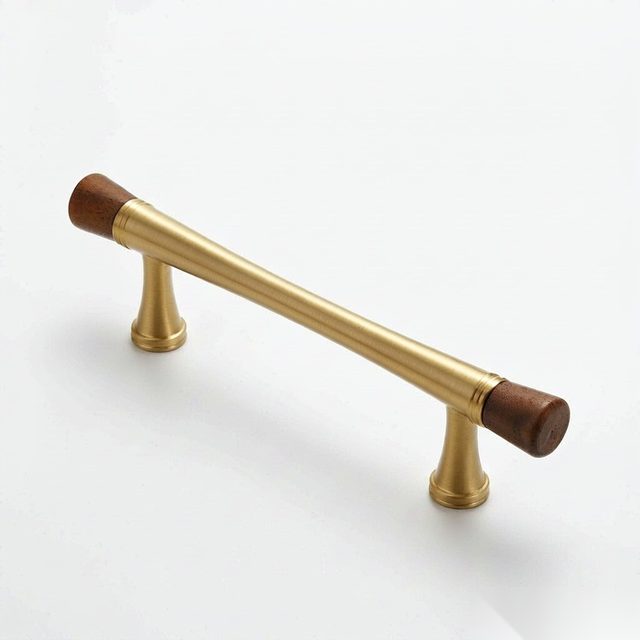 Brass-and-Wood Pull - Solid Brass & Copper Pulls