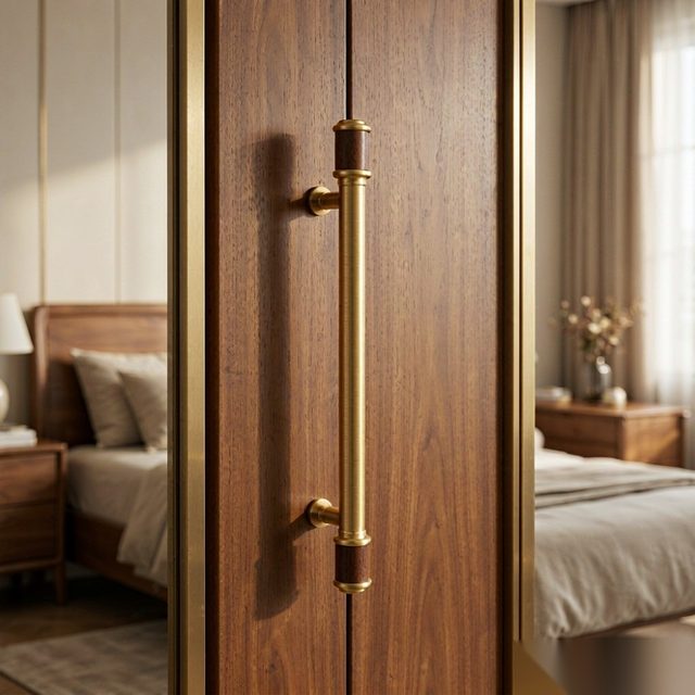 Brass-and-Wood Pull - Solid Brass & Copper Pulls