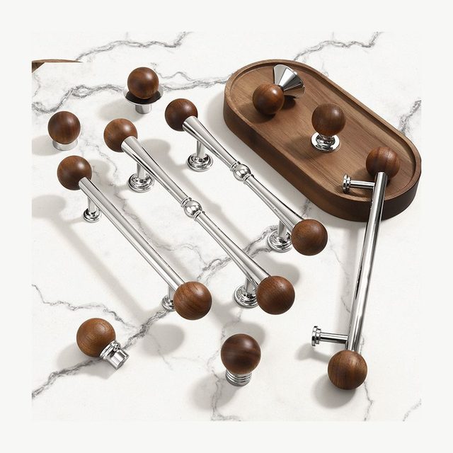 Walnut & Chrome T-Bar Pull - Solid Brass & Copper Pulls